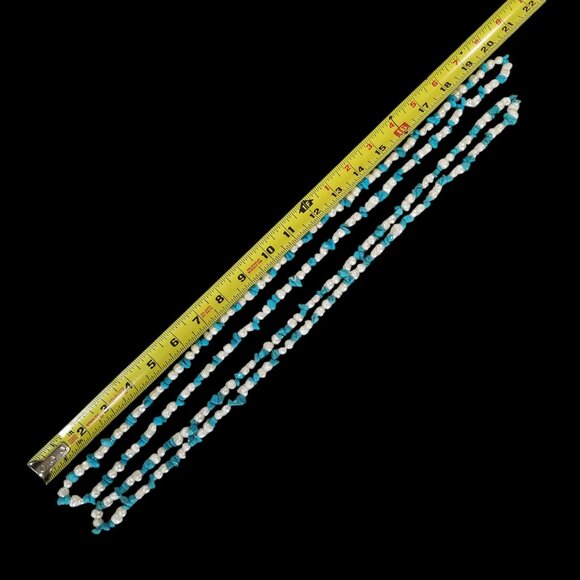 Pearls & Turquoise Rope Necklaces x 2 Freshwater Pearls & Turquoise Chips - Picture 8 of 15